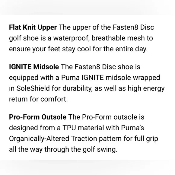 Puma Ignite Fasten8 Disc Men’s Golf Shoes-High Rise/Silver/Quick Shade-Size 12🔥 - Picture 3 of 6